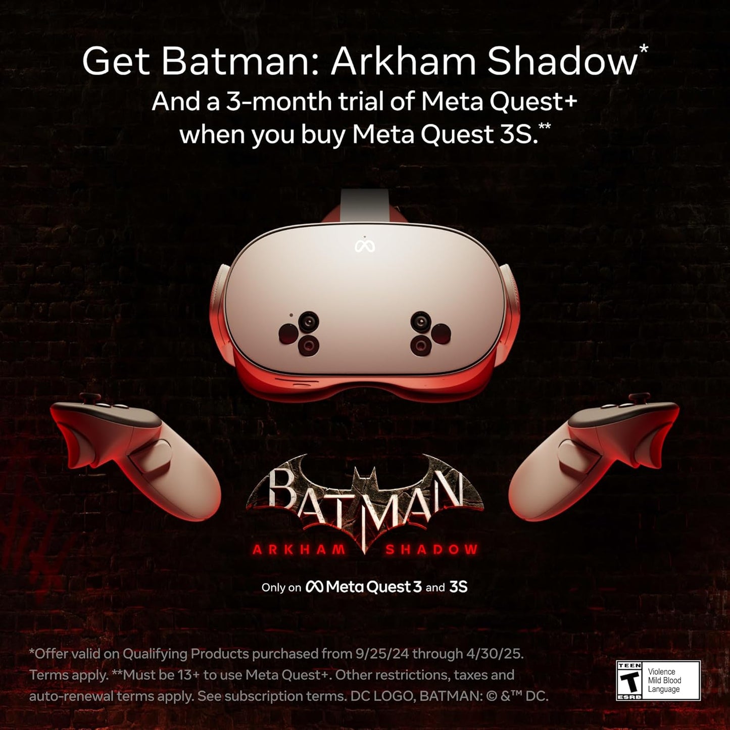Quest 3S 256GB — Get Batman: Arkham Shadow and a 3-Month Trial of Quest+ Included — All-In-One Headset