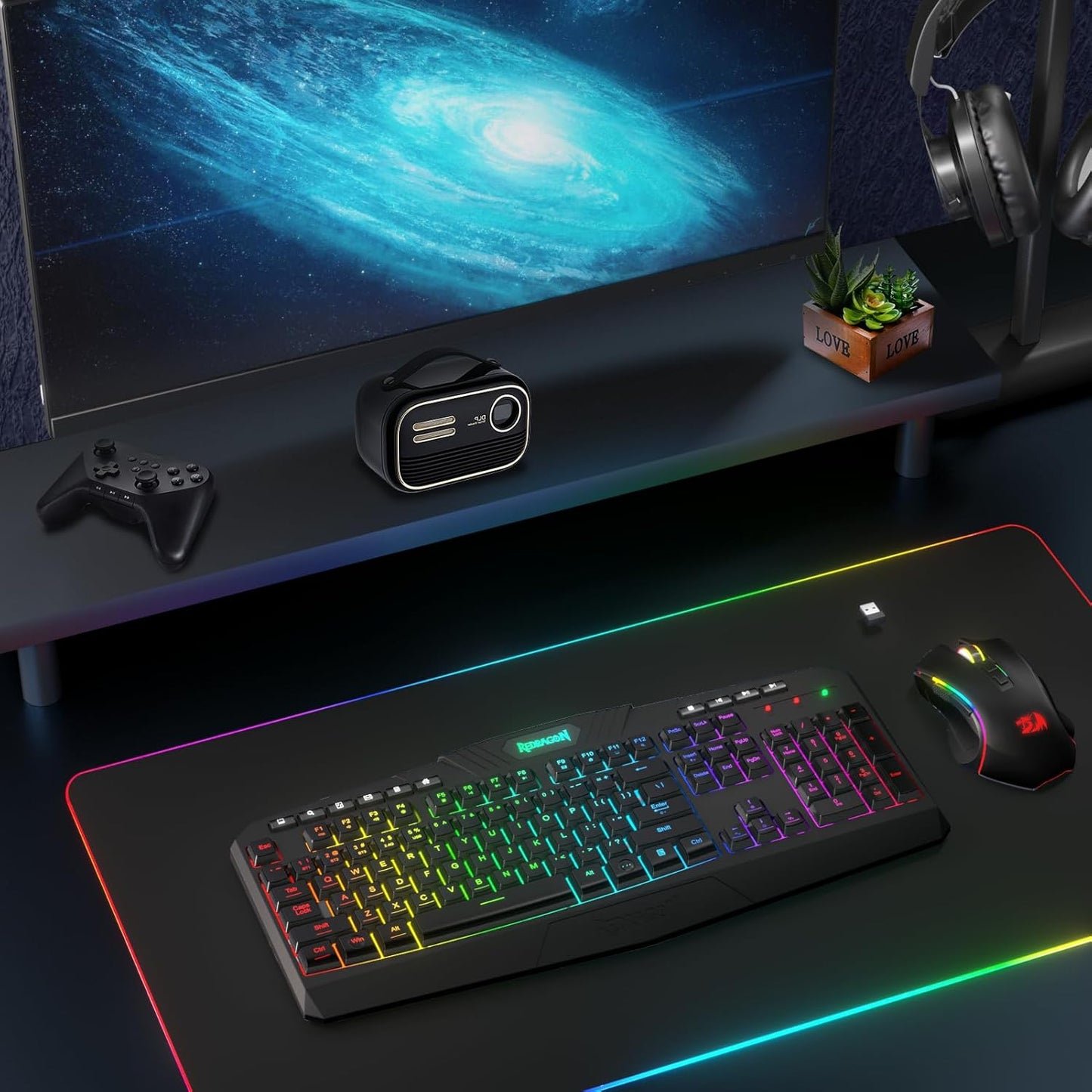 S101-PKS Gaming Keyboard and Mouse Wireless with Tri-Mode, RGB Keyboard and 4800 DPI Gaming Mouse, 10 Independent Multimedia Keys for Wins, PC, Computer, Wireless S101 Ideal for Gamer