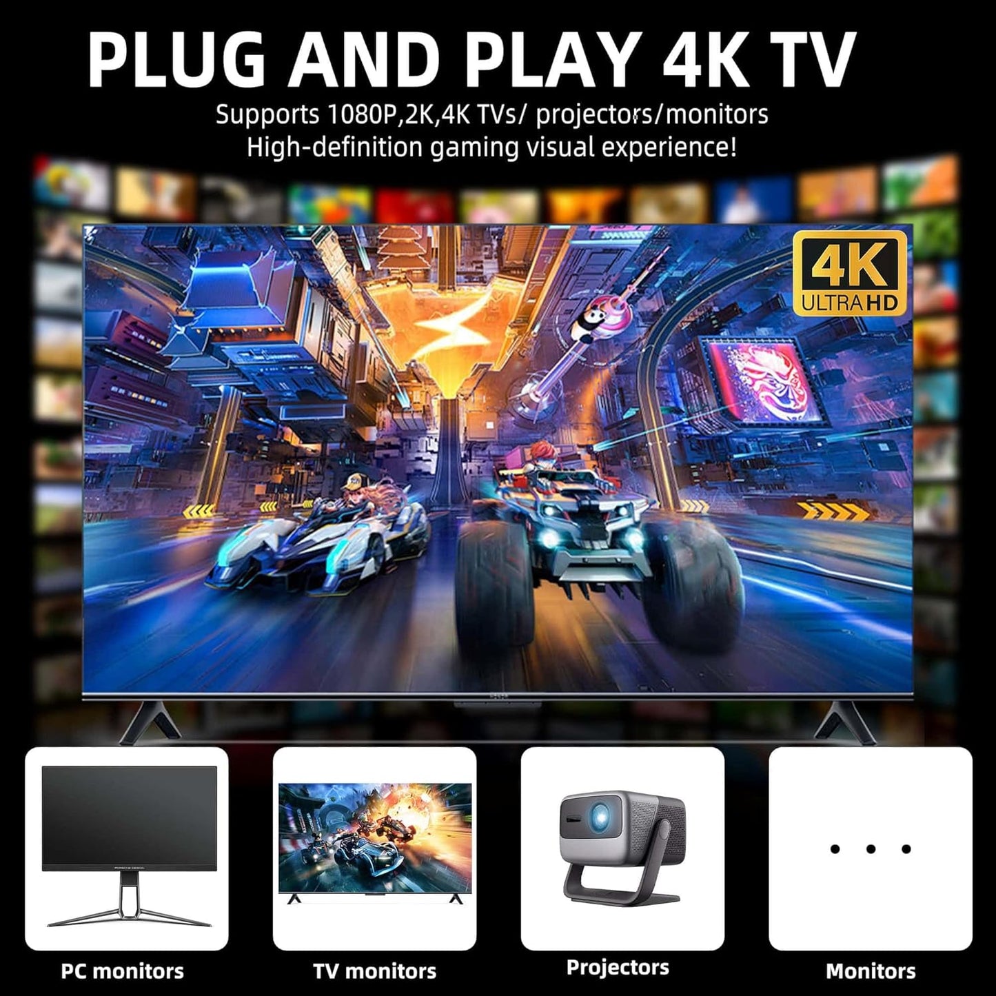2025 New Retro Game Console, Nostalgia Gaming Stick, Classic Video Games with 4K HDMI, 20,000+ Games and 23 Emulators, Upgraded Dual 2.4G Wireless Controllers 64GB