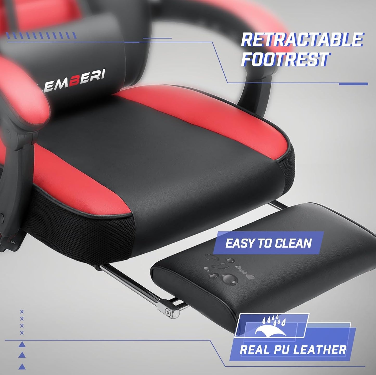 Video Game Chairs with Footrest, Big and Tall Gamer Chair for Adults, 400Lb Capacity, Racing Style Computer Chair with Headrest and Lumbar Support