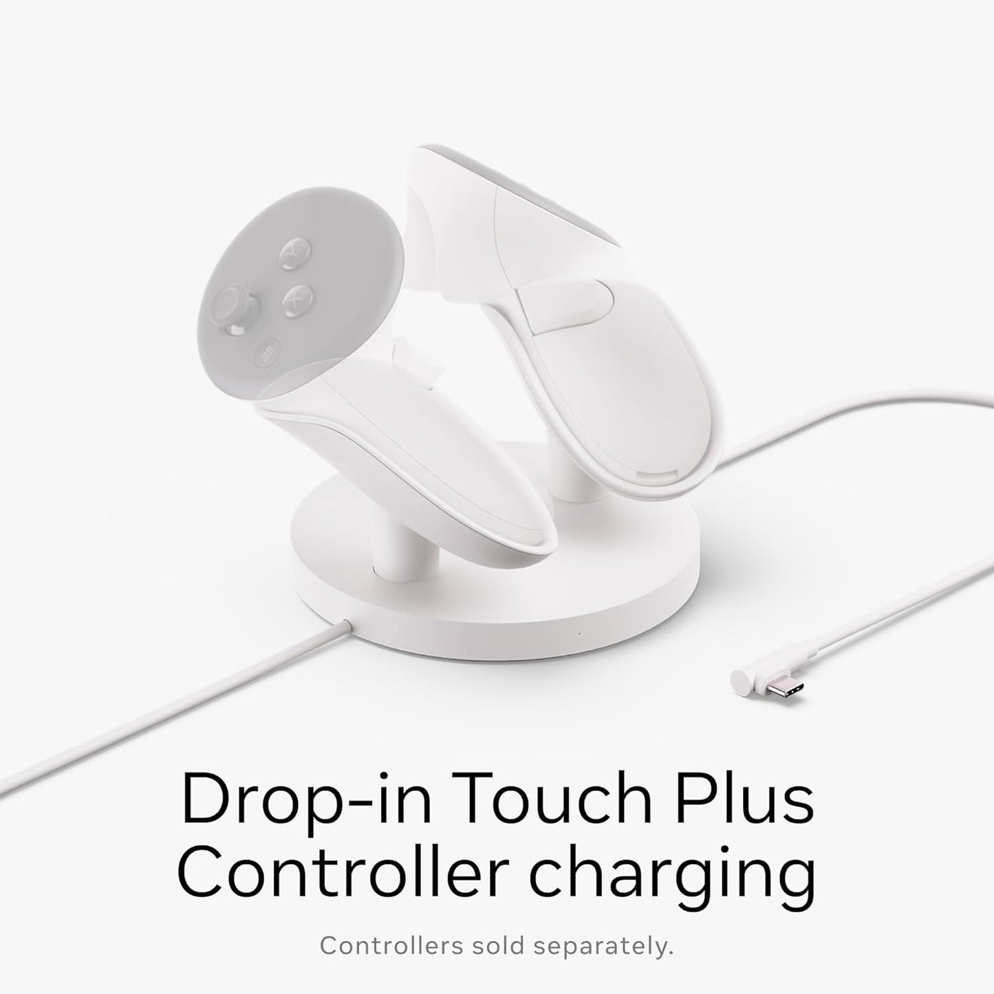 Quest Compact Charging Dock — Works with Quest 3/3S — Extended Headset Charging Cable — Wireless Charging for Touch plus Controllers