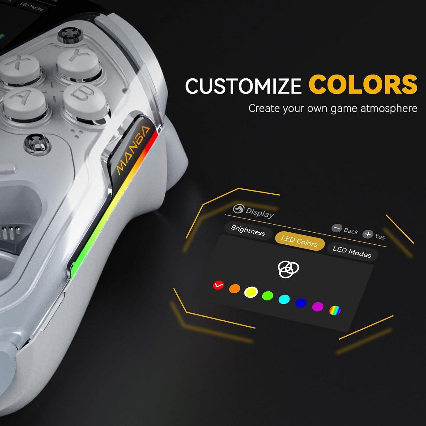 one Interactive Screen Wireless Gaming Controller for Pc/Switch/Ios/Android,Hall Effect Stick & Trigger,Rgb Lighting,Remappable Buttons,1800Mah with Charging Dock (White)