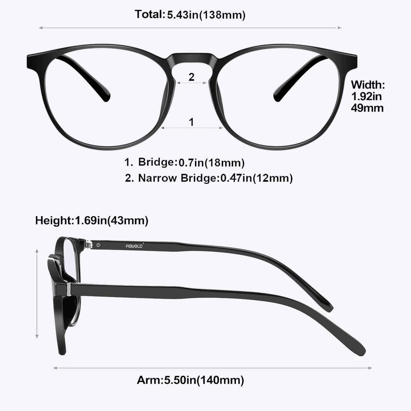 Blue Light Blocking Glasses Women/Men,Retro round anti Eyestrain Computer Gaming Glasses(2Pack)