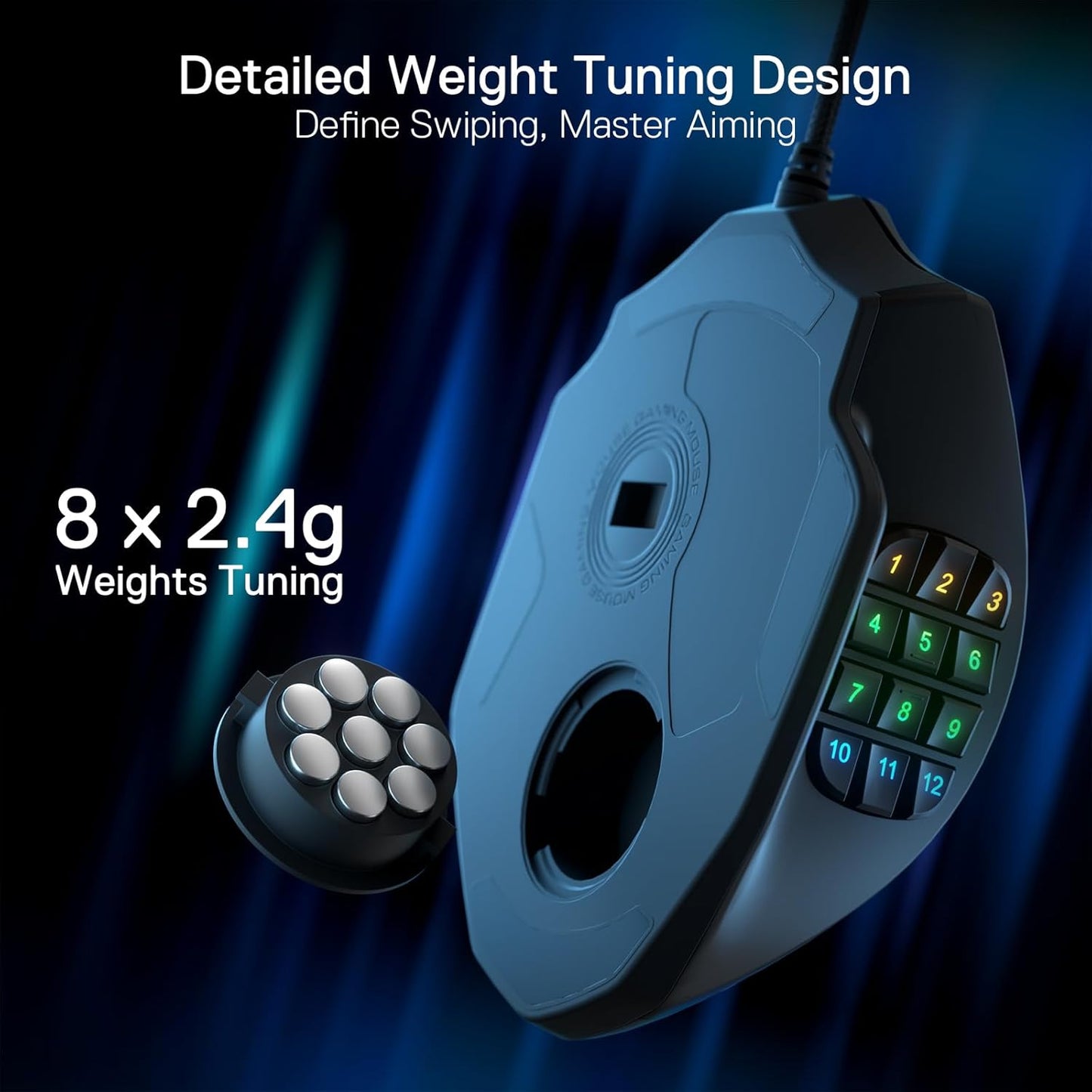M908 Impact RGB LED MMO Gaming Mouse with 12 Side Buttons, Optical Wired Ergonomic Mouse with Max 12,400DPI, High Precision, 18 Programmable Macro Shortcuts, Comfort Grip