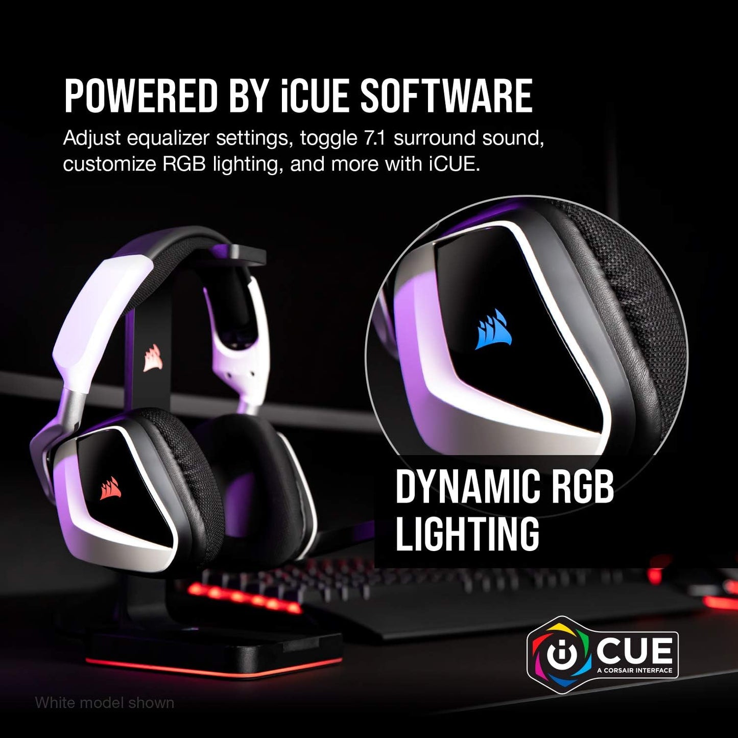 VOID RGB ELITE Wireless Gaming Headset – 7.1 Surround Sound – Omni-Directional Microphone – Microfiber Mesh Earpads – up to 40Ft Range – Icue Compatible – PC, Mac, PS5, PS4 – Carbon