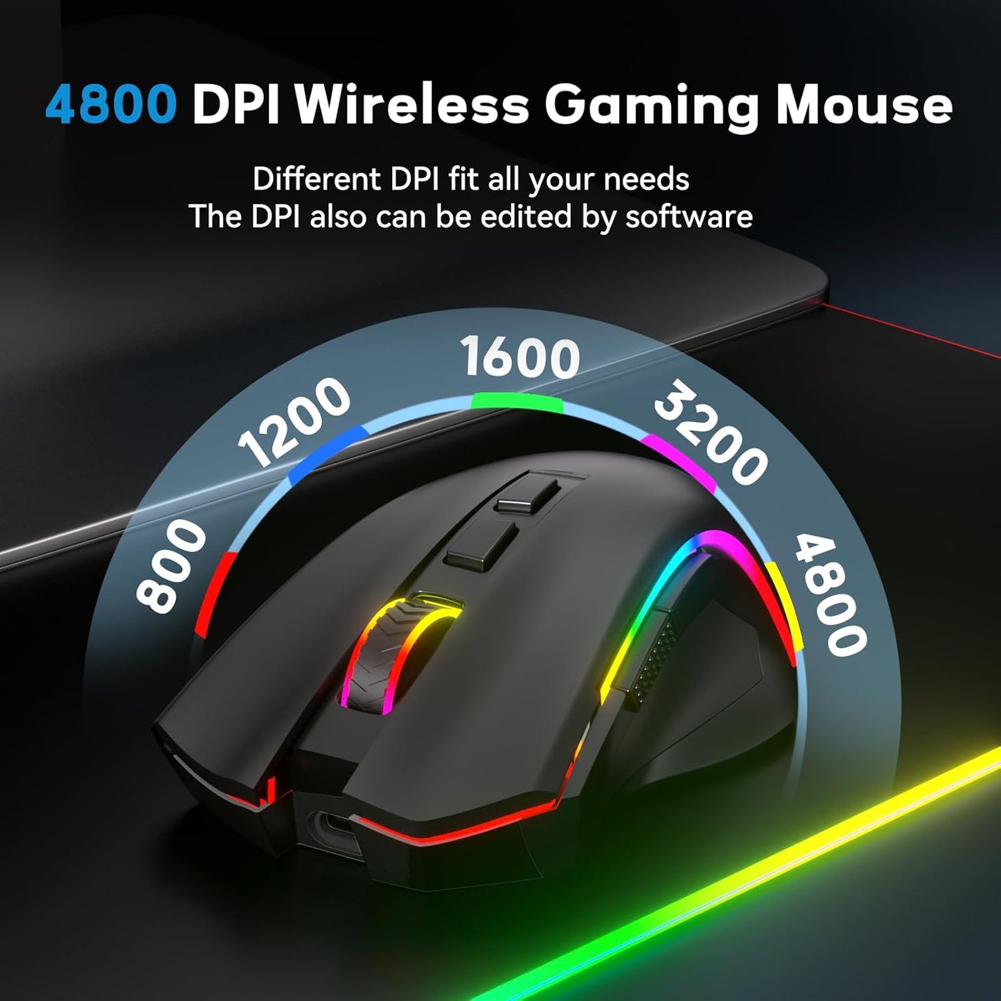 S101-PKS Gaming Keyboard and Mouse Wireless with Tri-Mode, RGB Keyboard and 4800 DPI Gaming Mouse, 10 Independent Multimedia Keys for Wins, PC, Computer, Wireless S101 Ideal for Gamer