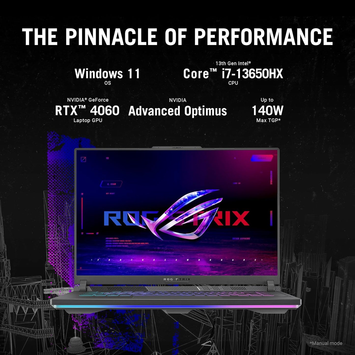 ROG Strix G16 Gaming Laptop, 165Hz Display, NVIDIA® Geforce RTX™ 4060, Intel Core I7-13650Hx, 16GB DDR5, 1TB Pcie Gen4 SSD, Wi-Fi 6E, Windows 11, G614JV-AS74