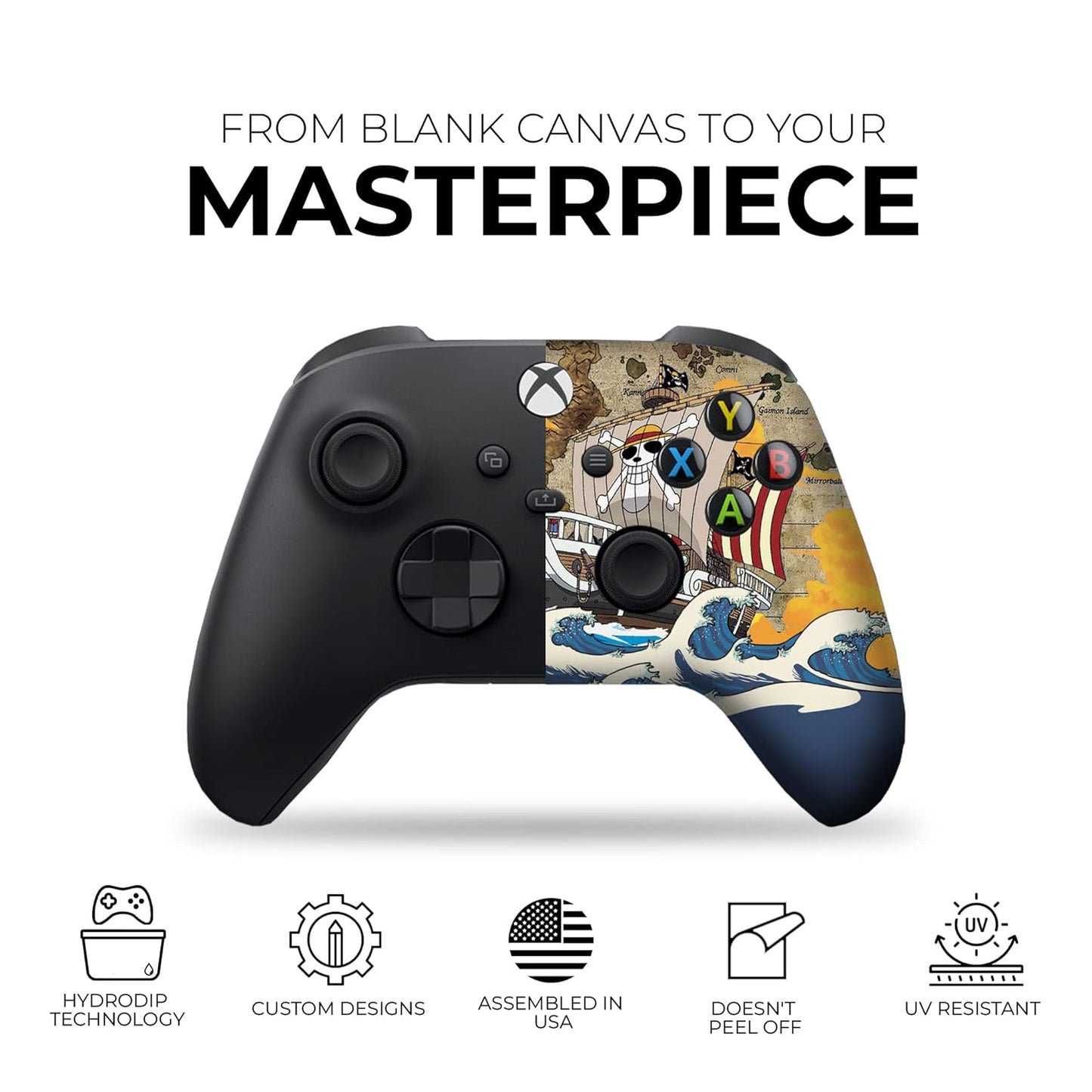 One Peice Custom X-Box Controller Wireless Compatible with X-Box One/X-Box Series X/S Proudly Customized in USA with Permanent HYDRO-DIP Printing (NOT JUST a SKIN)