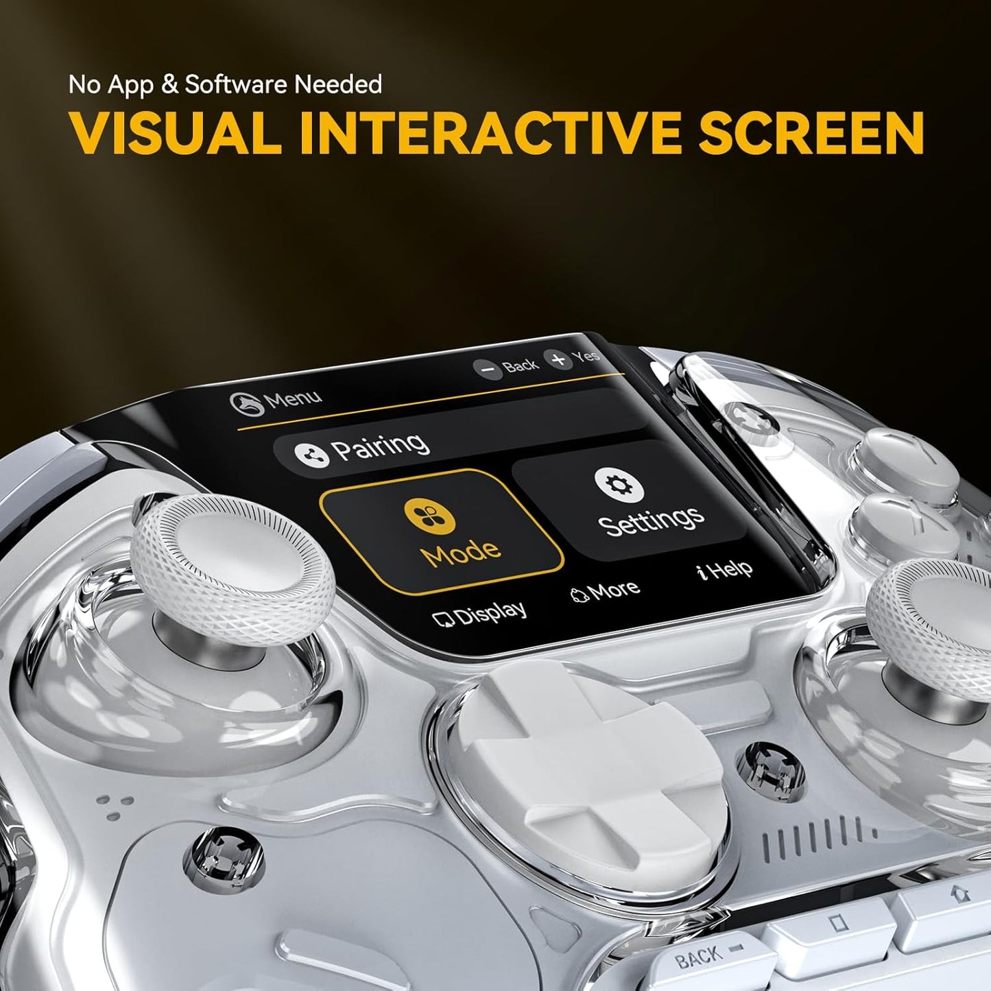 one Interactive Screen Wireless Gaming Controller for Pc/Switch/Ios/Android,Hall Effect Stick & Trigger,Rgb Lighting,Remappable Buttons,1800Mah with Charging Dock (White)