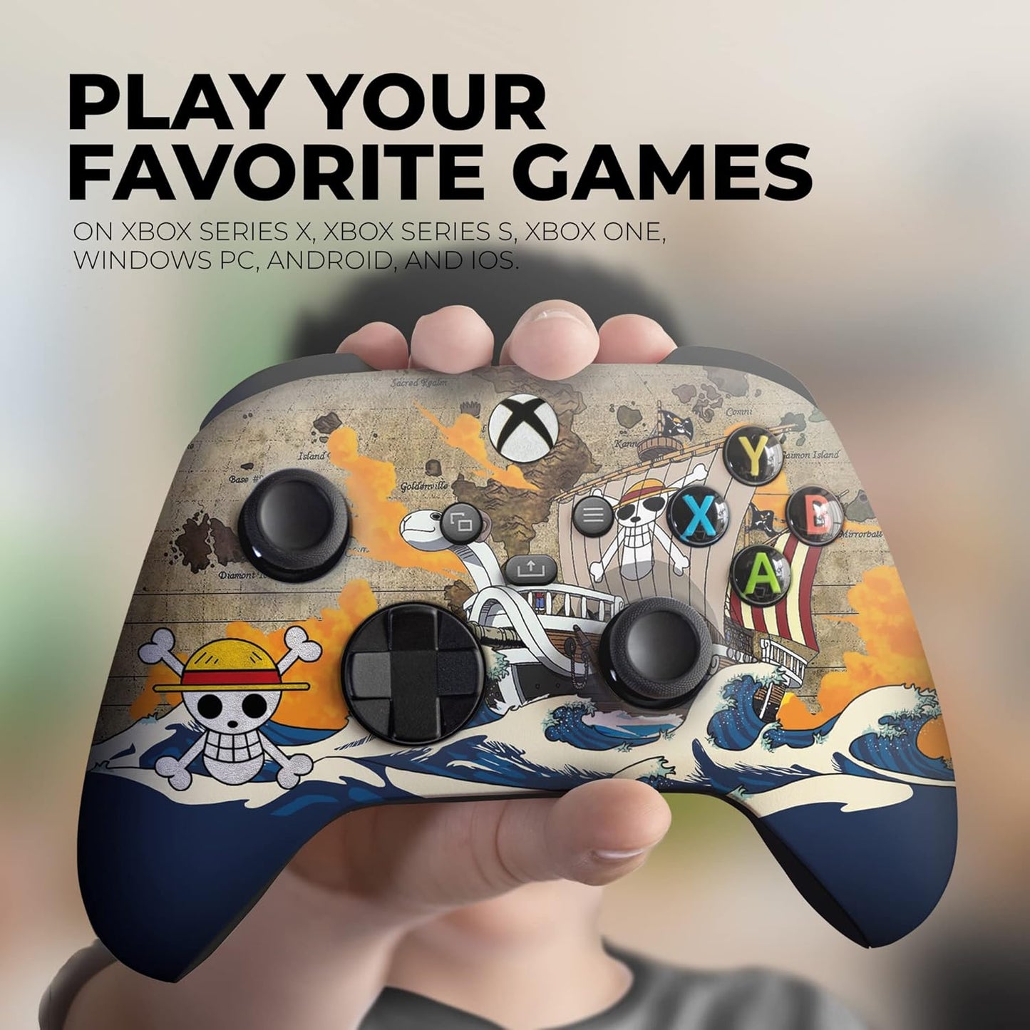 One Peice Custom X-Box Controller Wireless Compatible with X-Box One/X-Box Series X/S Proudly Customized in USA with Permanent HYDRO-DIP Printing (NOT JUST a SKIN)