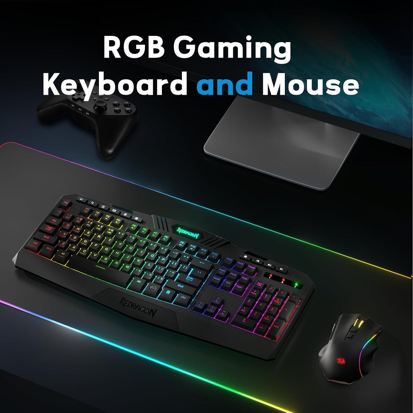 S101-PKS Gaming Keyboard and Mouse Wireless with Tri-Mode, RGB Keyboard and 4800 DPI Gaming Mouse, 10 Independent Multimedia Keys for Wins, PC, Computer, Wireless S101 Ideal for Gamer