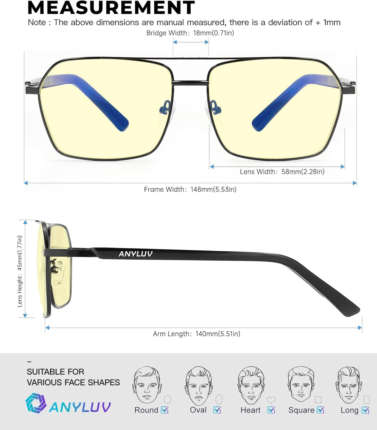 Blue Light Glasses Men/Women, Blue Light Blocking Glasses, Computer Screen Blocker Eyes Protection Glasses